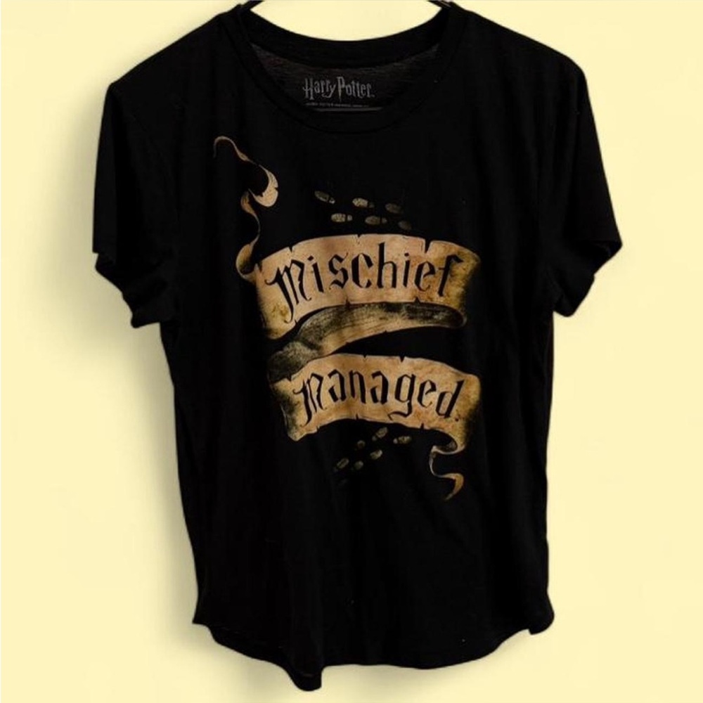 Warner Bros. Black Tee - Mischief Managed Banner